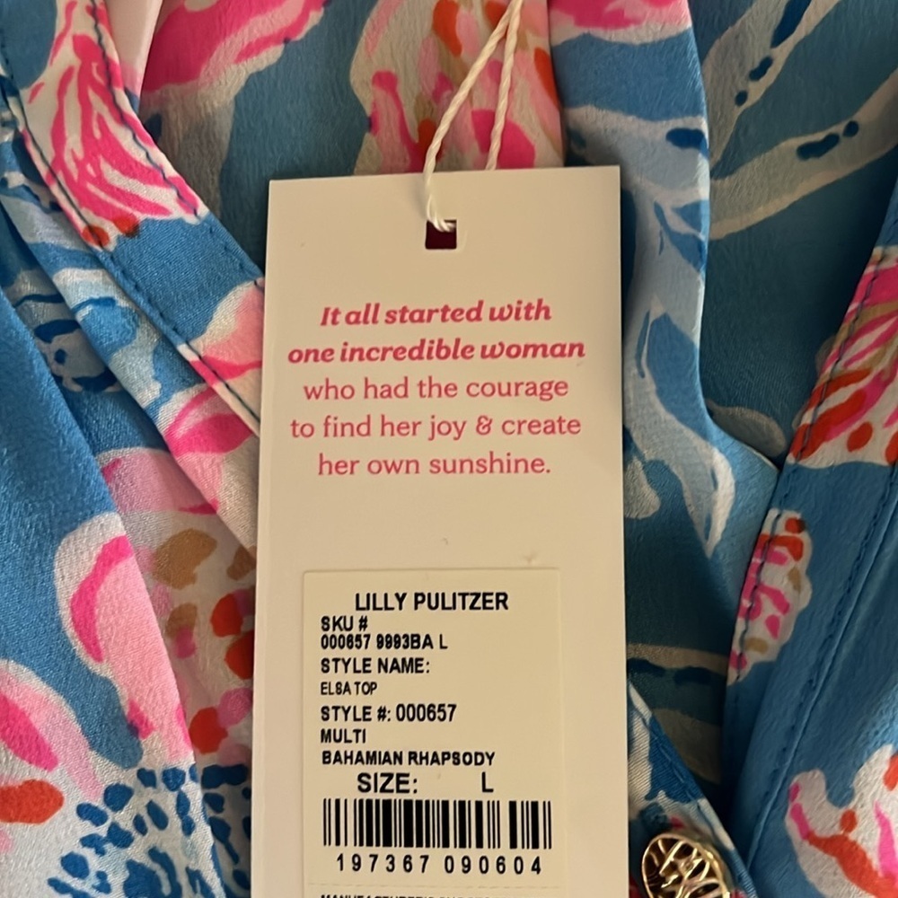 Lilly Pulitzer Elsa Silk Top in Multi Bahamian Rhapsody size large NWT - Picture 6 of 9